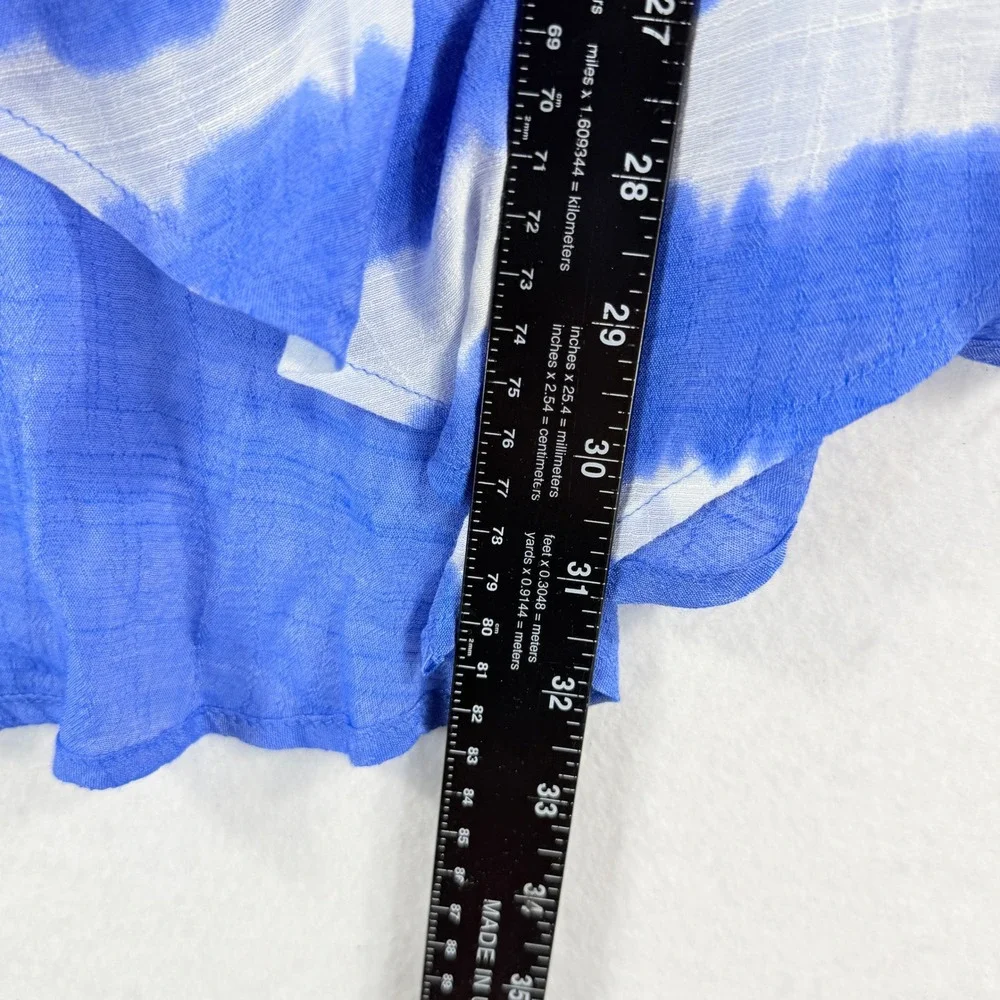 Catherines Cardigan Women 1X Blue Tie Dye Open Front Boho Coastal Flowy Kimono